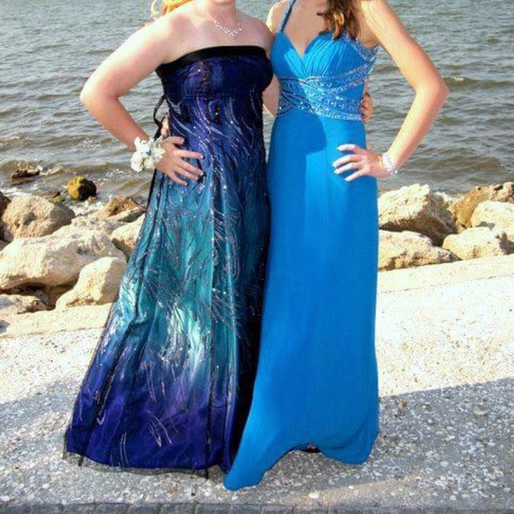 Strapless Ombré Sparkly Prom Dress